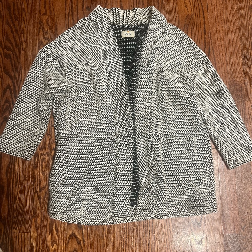 Marine Layer Black and White Cardigan